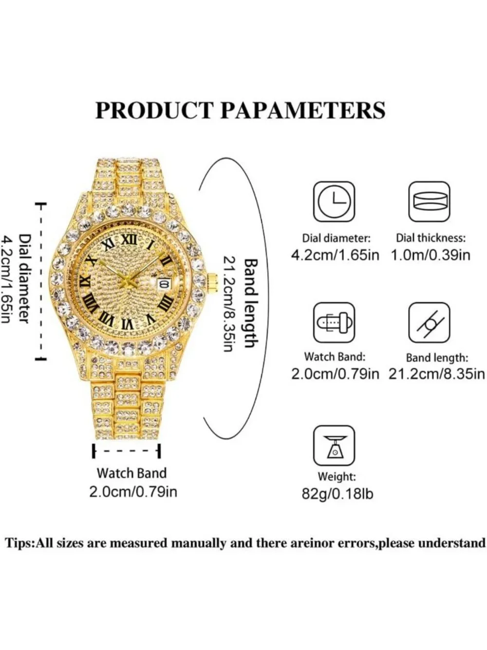 Iced-Out Bling Hip Hop Watches for Men | Luxury Quartz with Date Feature